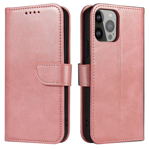 Magnet Case elegant bookcase type case with kickstand for iPhone 13 Pro Max pink - Cell phone cases