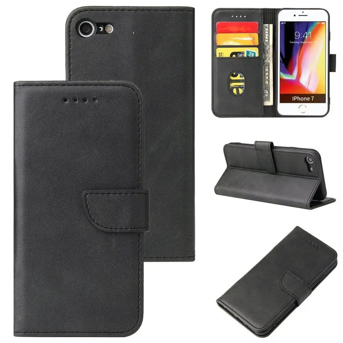 Magnet Case Elegant Case Cover Flip Cover iPhone SE 2022 / SE 2020 / iPhone 8 / iPhone 7 Black - Cell phone cases