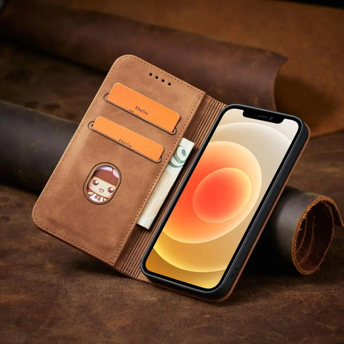 Magnet Fancy Case Case for iPhone 12 Pro Max Pouch Wallet Card Holder Brown - Cell phone cases and covers<<<HurtelXML