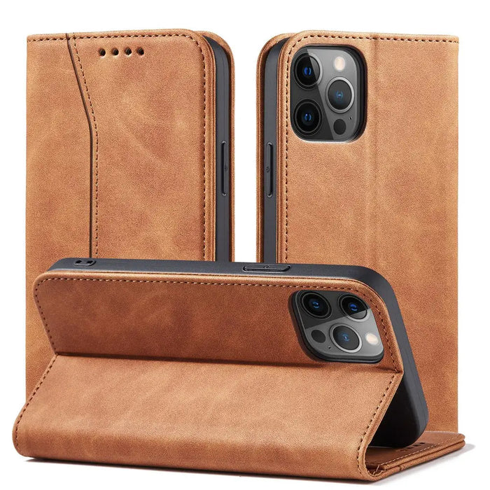 Magnet Fancy Case Case for iPhone 12 Pro Max Pouch Wallet Card Holder Brown - Cell phone cases and covers<<<HurtelXML
