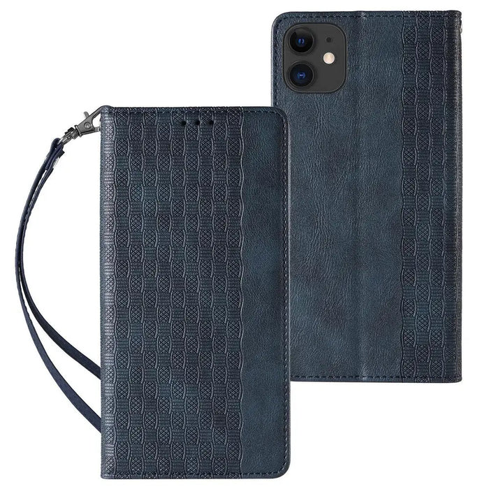 Magnet Strap Case for iPhone 12 Pouch Wallet + Mini Lanyard Pendant Blue - Cell phone cases and covers<<<HurtelXML