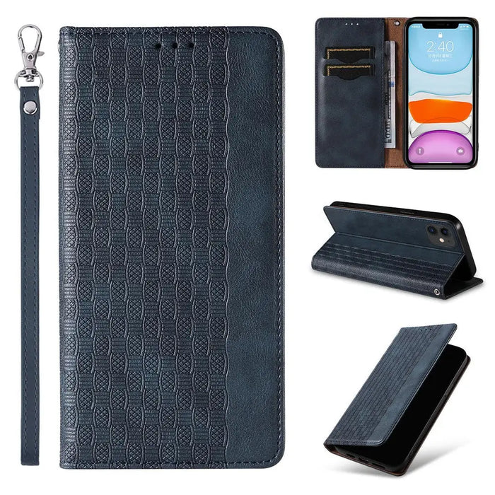 Magnet Strap Case for iPhone 12 Pouch Wallet + Mini Lanyard Pendant Blue - Cell phone cases and covers<<<HurtelXML