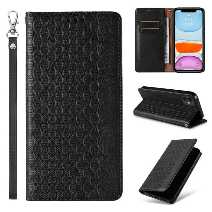 Magnet Strap Case for iPhone 13 Pouch Wallet + Mini Lanyard Pendant Black - Cell phone cases and covers<<<HurtelXML