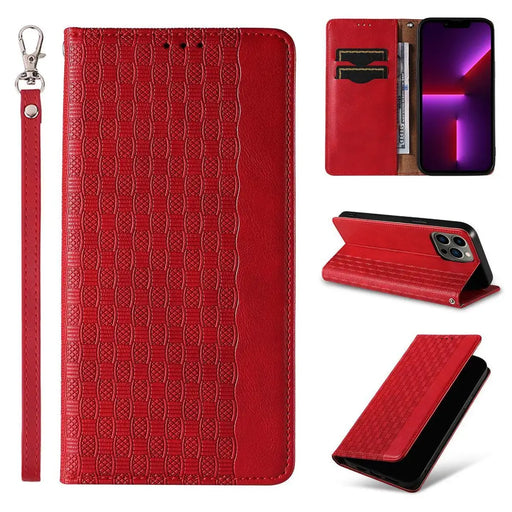 Magnet Strap Case for iPhone 14 Flip Wallet Mini Lanyard Stand red - Cell phone cases and covers<<<HurtelXML
