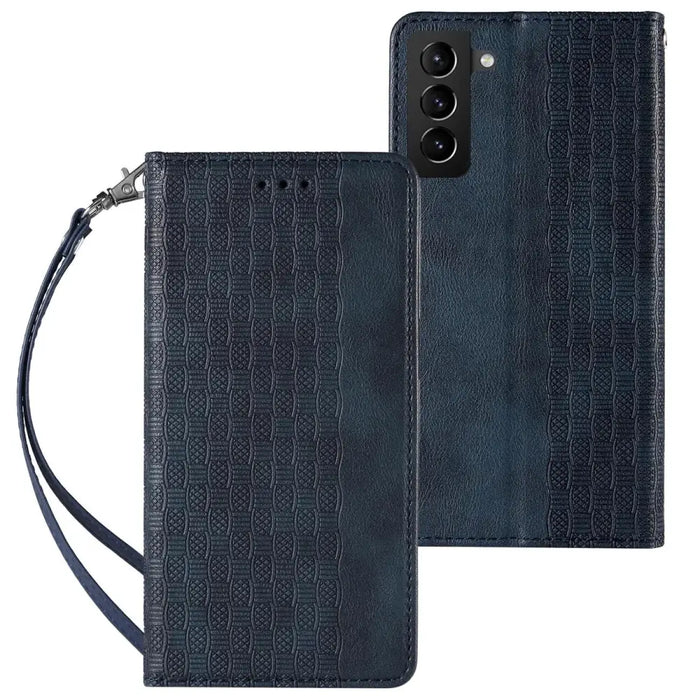 Magnet Strap Case Case for Samsung Galaxy S22 Ultra Pouch Wallet + Mini Lanyard Pendant Blue - Cell phone cases