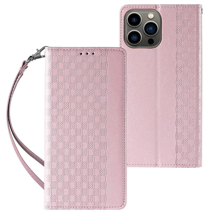 Magnet Strap Case iPhone 14 Case Flip Wallet Mini Lanyard Stand Pink - Cell phone cases and covers<<<HurtelXML