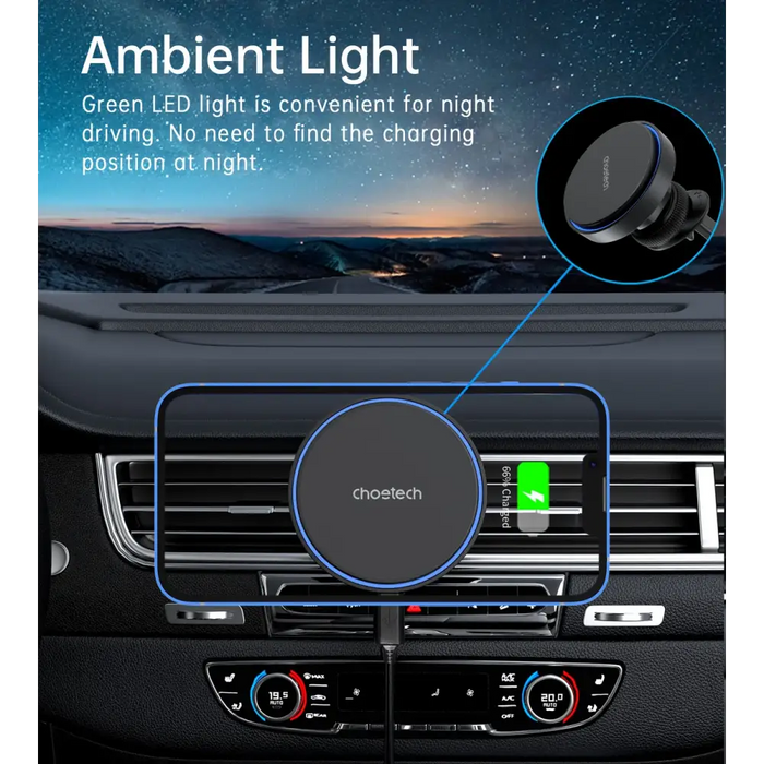 Magnetic car holder witch charger Choetech T205-F 15W (black) - Phone holders<<<Car accessories<<<InnproXML&&&Cell