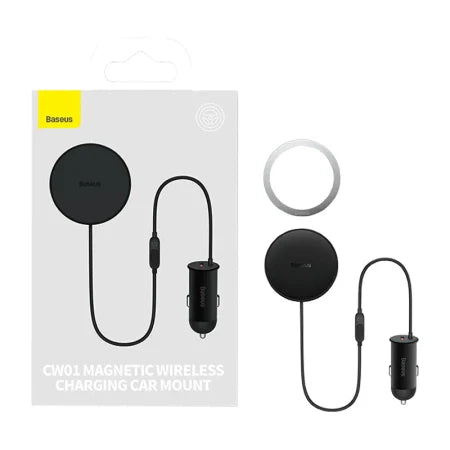 Magnetic Car Phone Holder Baseus CW01 to Ventilation Grid with car charger USB-C 15W + 25W (black) - Phone