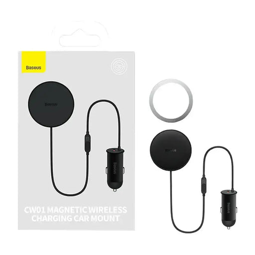 Magnetic Car Phone Holder Baseus CW01 to Ventilation Grid with car charger USB-A 15W + 25W (black) - Phone