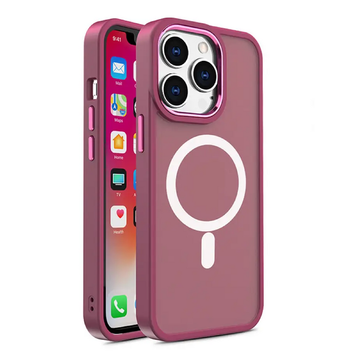 Magnetic Color Matte Case for iPhone 15 Plus - Burgundy - Cell phone cases and covers<<<HurtelXML