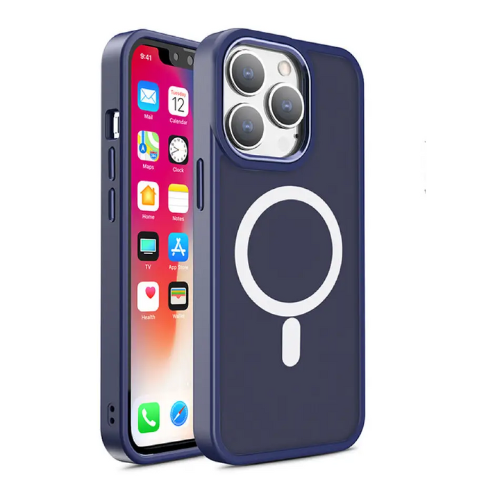 Magnetic Color Matte Case for iPhone 15 Plus - navy blue - Cell phone cases and covers<<<HurtelXML