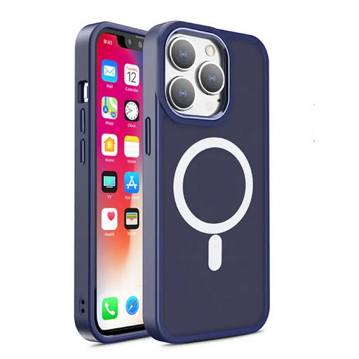 Magnetic Color Matte Case for iPhone 15 Pro - navy blue - Cell phone cases and covers<<<HurtelXML