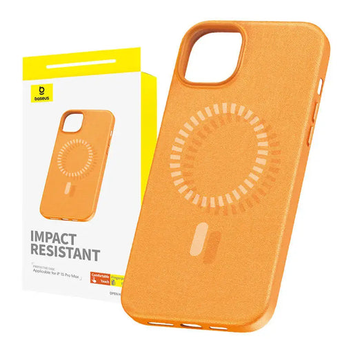 Magnetic Phone Case for iPhone 15 ProMax Baseus Fauxther Series (Orange) - Protective cases