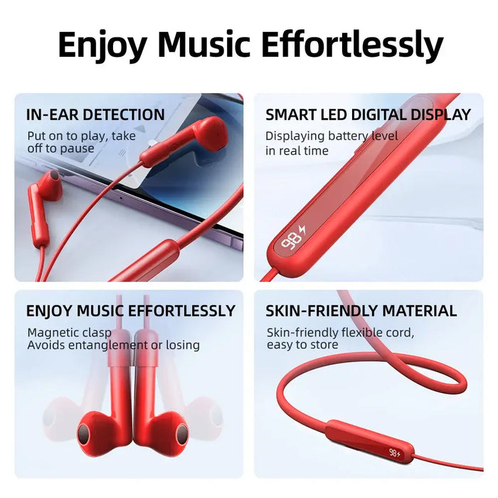 Magnetic Wireless Neckband Headphones Joyroom JR-DS1 (red) - Wired<<<Headphones<<<Audio<<<InnproXML&&&Headphones