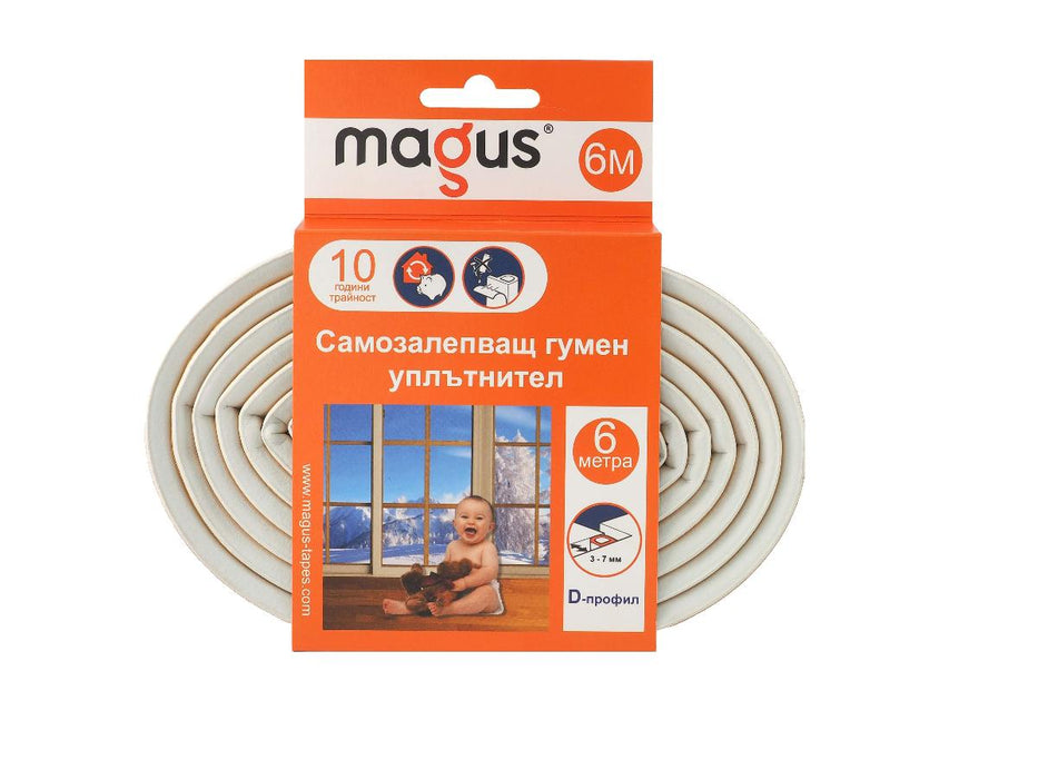 RUBBER SEAL MAGUS 6 M D-PROFILE WHITE