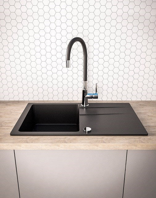 BALI sink (62x44) 1B1D black + Lungo mixer tap