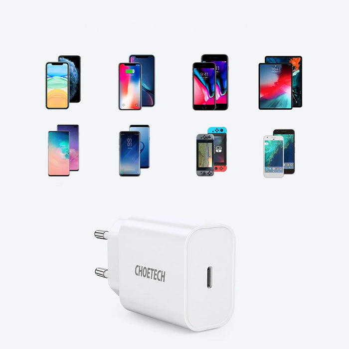 Mains charger Choetech Q5004 EU USB-C 20W (white) - mains chargers<<<Chargers<<<GSM Accessories<<<InnproXML&&&Cell