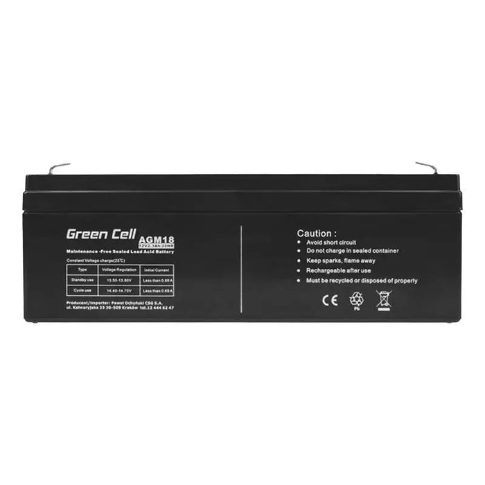 Maintenance-free AGM VRLA Green Cell AGM18 12V 2.3Ah Battery (for alarm system cash register toy)