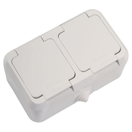 CONTACT DOUBLE WITH COVER MOISTURE PROTECTION IP44 WHITE MAKEL VIOLET