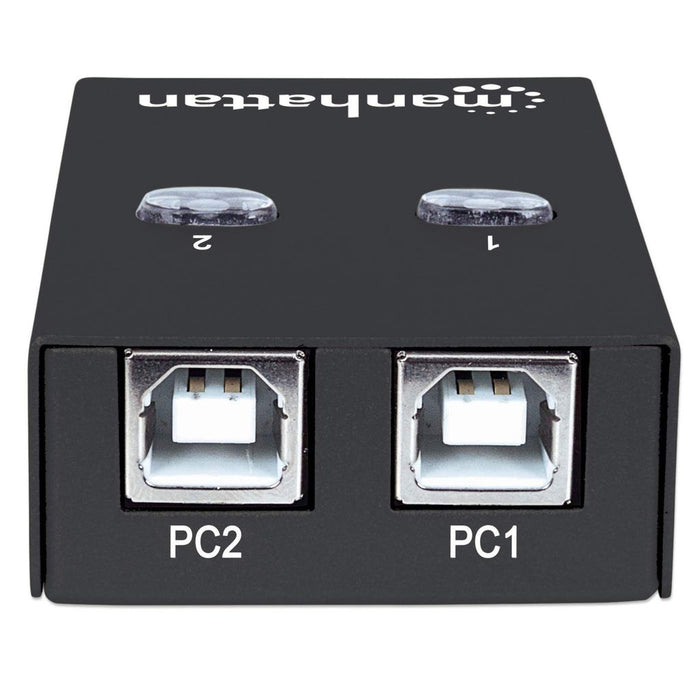 Manhattan USB-A Automatic Sharing Switch, 2x USB-B Ports, 480 Mbps (USB 2.0), Dual Control (Auto-Sensing or Manual), USB powered (no external power supply required), inc 1x 1.5m USB-A to USB-B cable