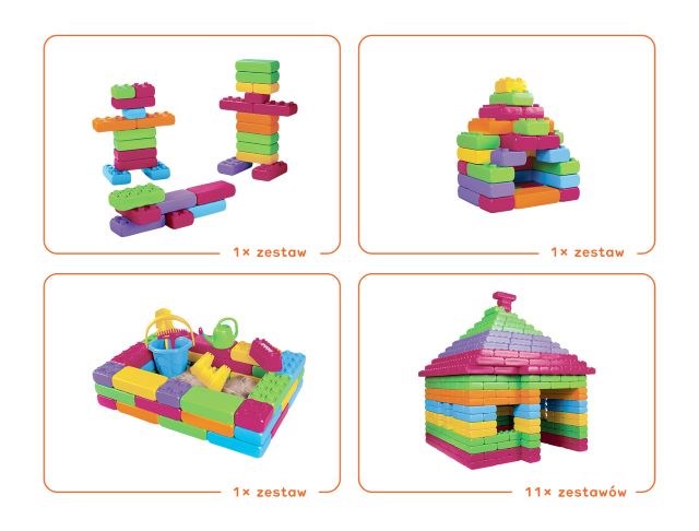 Marioinex “brick” building blocks, 33 pastel-coloured pieces
