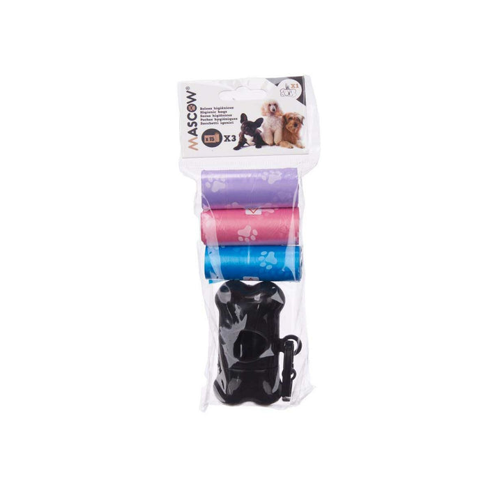 Pet Bag Dispenser Mascow Blue Black Pink Violet 9 x 21 x 4,5 cm Set (12 Units)