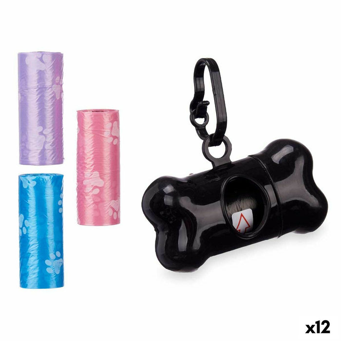 Pet Bag Dispenser Mascow Blue Black Pink Violet 9 x 21 x 4,5 cm Set (12 Units)