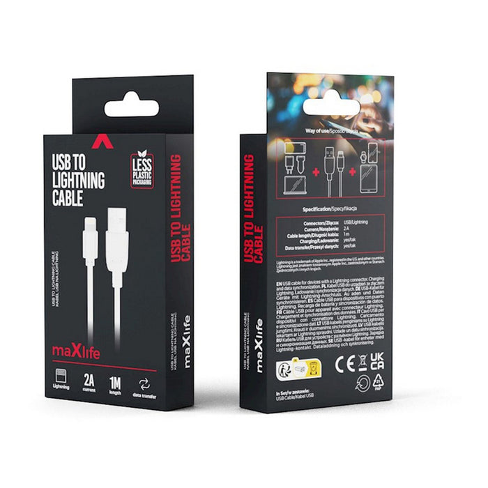 CABLE MAXLIFE USB-LIGHTNING 1M WHITE