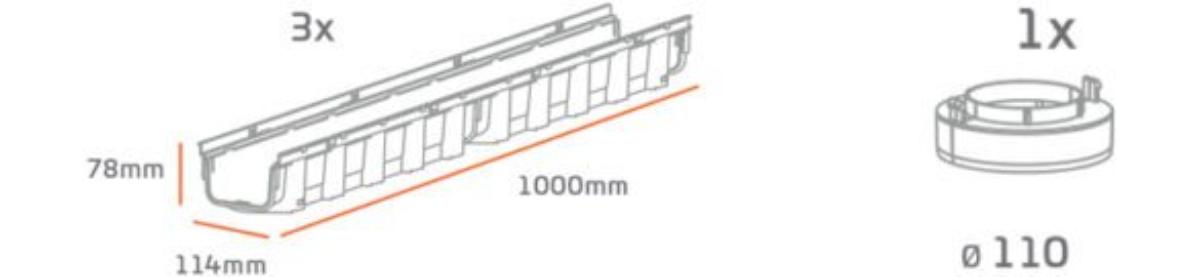 SET OF DRAINAGE CHANNELS FOR GARAGE 3 M