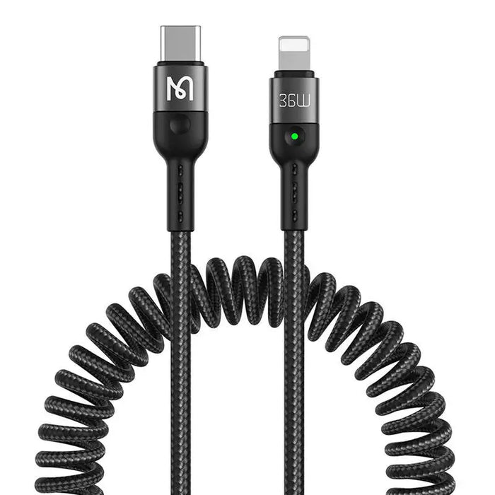 Mcdodo CA-1960 USB-C to Lightning spring cable 36W 1.8m (black) - USB-C to Lightning<<<USB cables<<<GSM