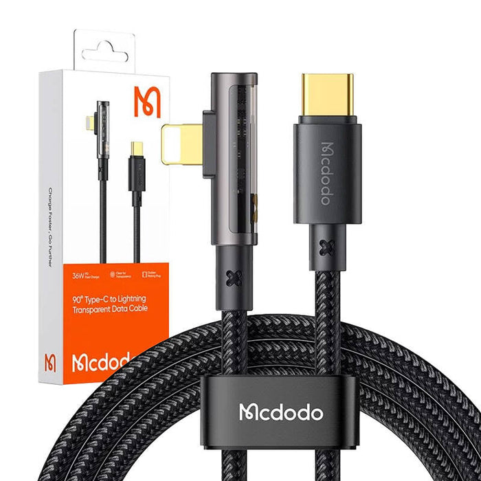 McDodo CA-3390 36W 1.2m USB-C to Lightning angle cable (black) - USB-C to Lightning<<<USB cables<<<GSM