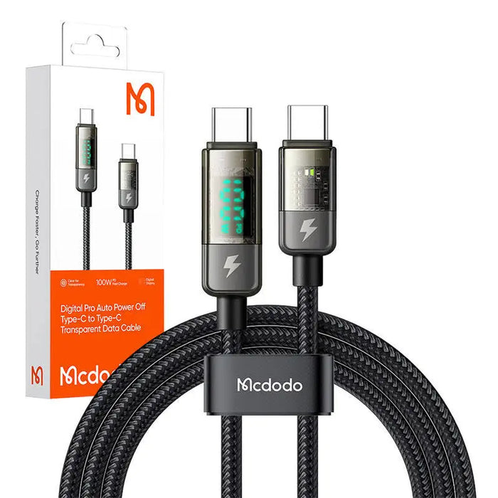 Mcdodo CA-3611 USB-C to USB-C cable auto power off PD 100W 1.8m (black) - USB-C to USB-C<<<USB cables<<<GSM