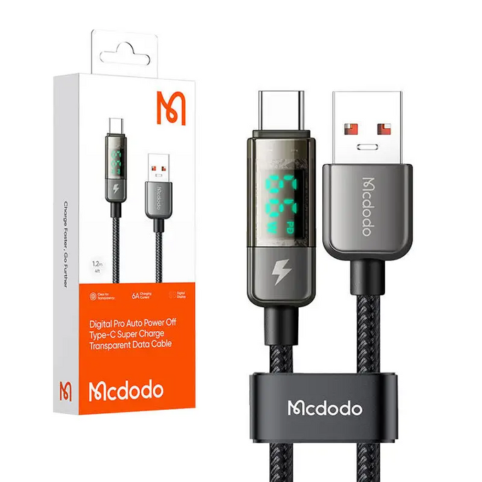 Mcdodo CA-3630 USB-A to USB-C cable auto power off PD 100W 1.2m (black) - USB to USB-C<<<USB cables<<<GSM
