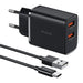 Mcdodo CH-5072 USB-A*2 12W power charger + USB-A to USB-C cable (black) - mains chargers<<<Chargers<<<GSM