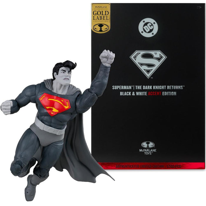 DC Multiverse Superman (The Dark Knight Returns) Black & White Accent Edition Gold Label Figure 7in
