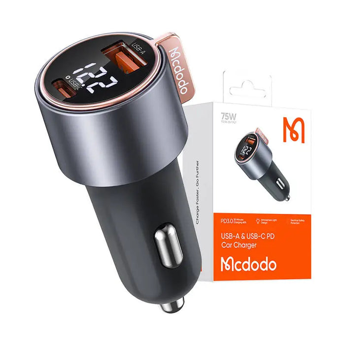 Mcodo CC-5670 75W Digital Display PD 1*USB-A 1*USB-C Car Charger - Car chargers<<<Chargers<<<GSM Accessories<<<InnproXML