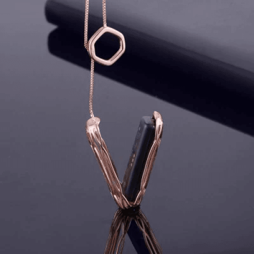 Copper necklace with pendant and holder of Fitbit / Fitbit Flex 2