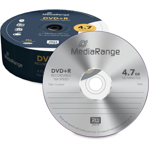 MediaRange DVD + R 4.7 GB I 120 minutes 16x 25 pcs. in cellophane - CD/DVD<<<Оптични носители<<<MediaTrade