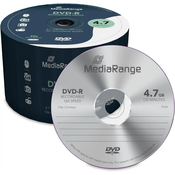 MediaRange DVD-R 4.7 GB I 120 minutes 16x speed 50 pcs. in cellophane - CD/DVD<<<Оптични носители<<<MediaTrade
