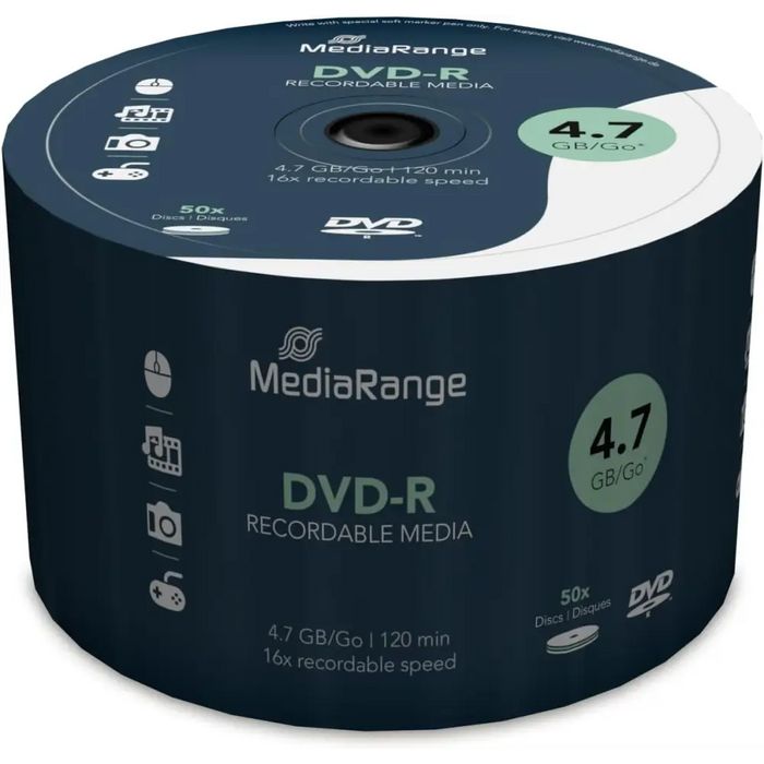 MediaRange DVD-R 4.7 GB I 120 minutes 16x speed 50 pcs. in cellophane - CD/DVD<<<Оптични носители<<<MediaTrade