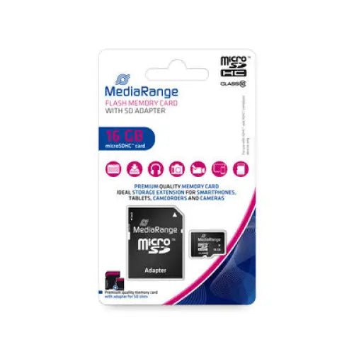 MediaRange Micro SDHC Card 16GB Class 10 - Карти памет<<<Памети<<<MediaTrade