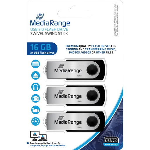 MediaRange USB flash drives 16GB 3 pieces - USB флаш памети<<<Памети<<<MediaTrade