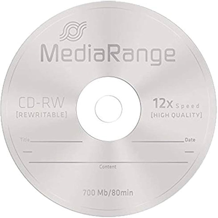 MediaRange CD-RW 700MB|80min 12x speed, rewritable, 10 pcs per spindle
