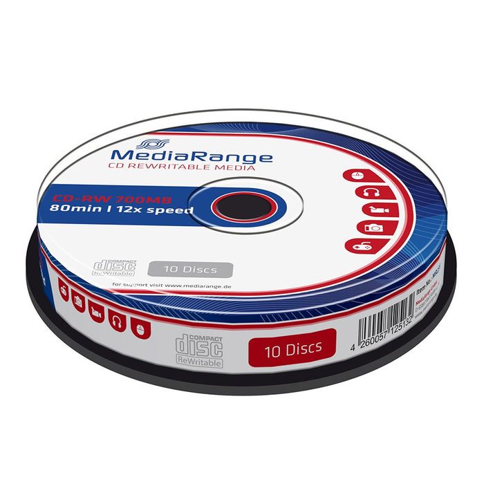 MediaRange CD-RW 700MB|80min 12x speed, rewritable, 10 pcs per spindle