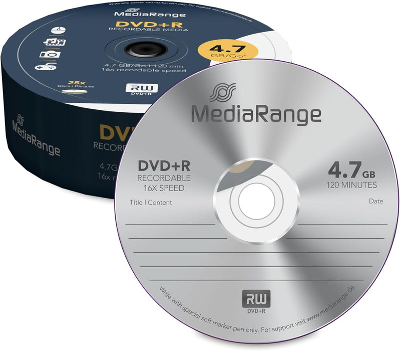 MediaRange DVD+R 4.7 GB I 120 minutes, 16x, 25 pcs. in cellophane