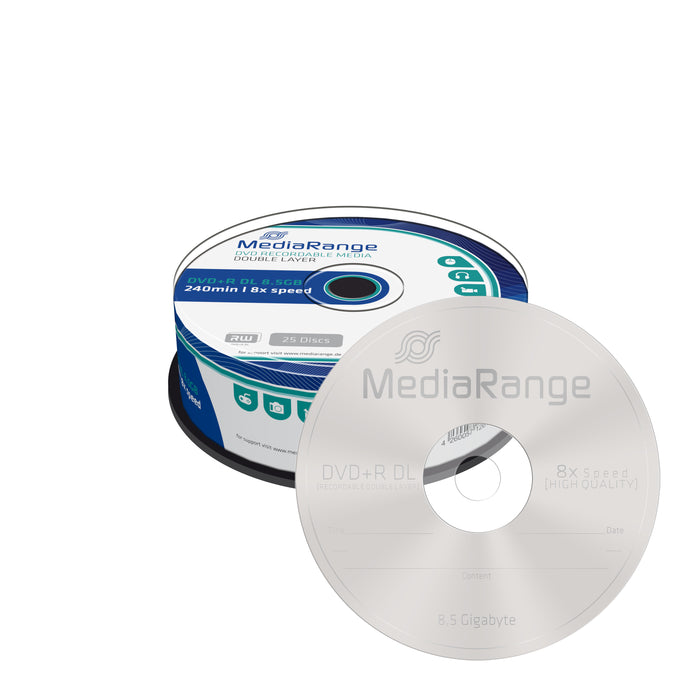 MediaRange DVD+R Dual Layer 240min/8.5Gb 8X (Printable) - 25 pcs. in a reel