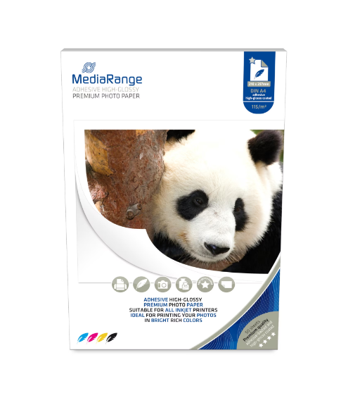 MediaRange Hot Adhesive Paper for Inkjet Printers, Glossy, 210 x 297mm, 50 Sheets