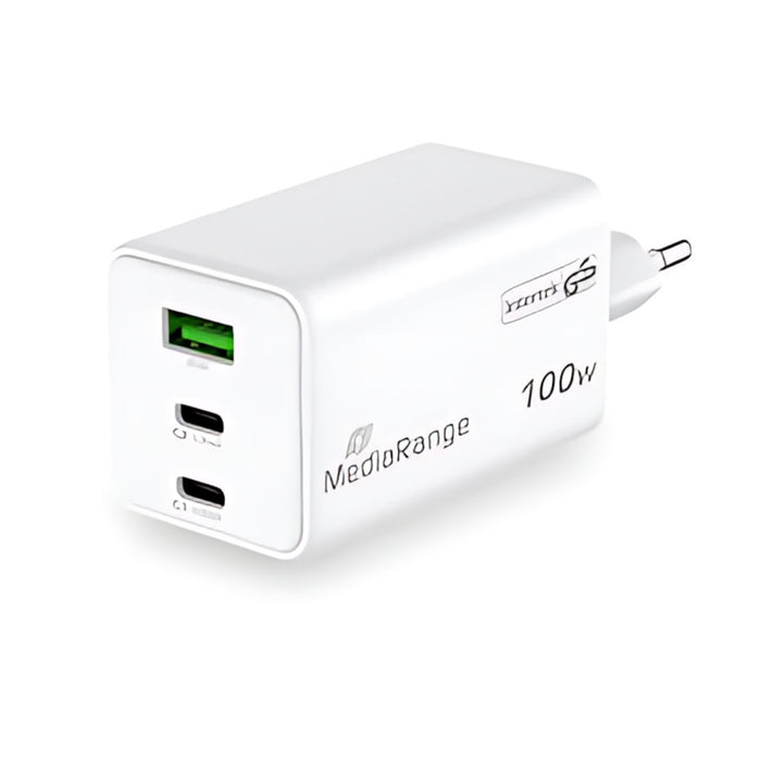 MediaRange Quick Charge Adapter 100 W GaN (EU-Plug) White
