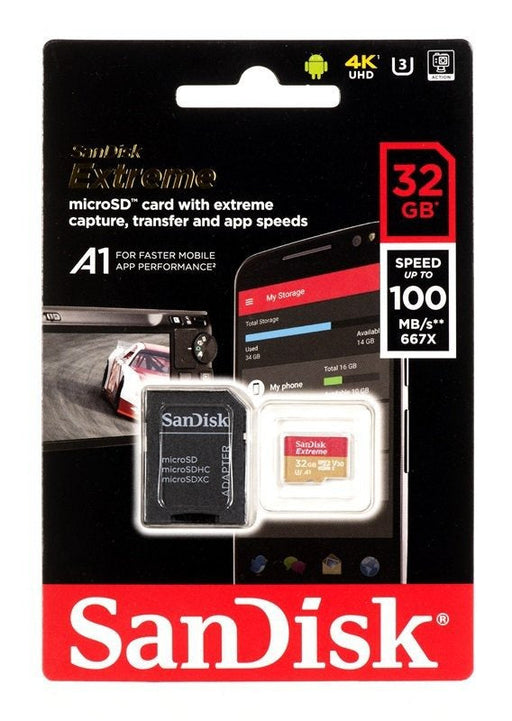 Memory card SanDisk Extreme microSDHC 32GB 100/60 MB/s V30 A1 U3 4K (SDSQXAF-032G-GN6MA) - Memory cards<<<GSM