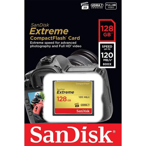 Memory card SANDISK Extreme® CompactFlash® Memory Card 128Gb - Карти памет<<<Фото и видео аксесоари<<<ValiAPI